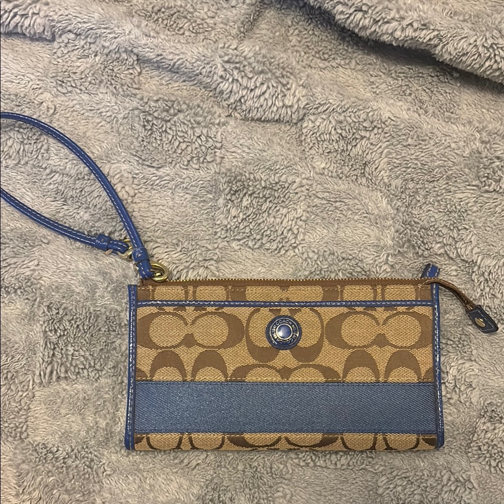 Coach Brown and Blue Signature Clutch